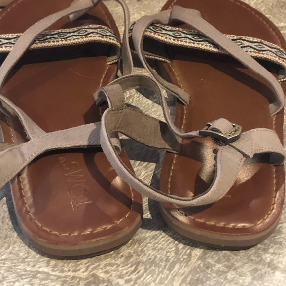 Toms Desert Taupe Canvas Lexie Sandals Sz10 - Picture 6 of 6